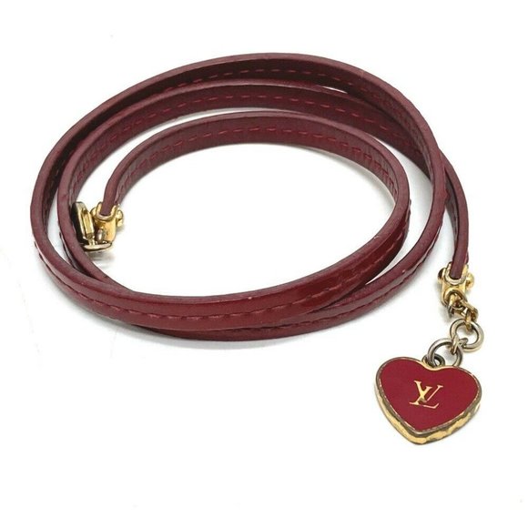 LOUIS VUITTON M6625F LV logo Bracelet commit Accessories Bracelet enamel Red - Picture 1 of 6
